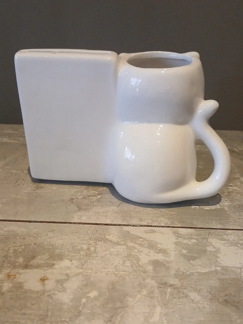 Ceramic White Cat Photo Frame with vase option